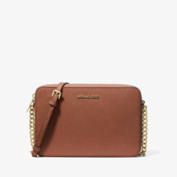 Michael Kors Jet Set Large Saffiano Leather Crossbody Bag with Chain - Picture 1 of 12